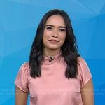 Emilie’s pink short sleeve satin top on Today