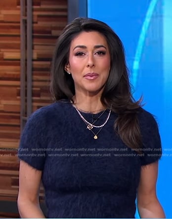 Erielle’s navy short sleeve mohair sweater on Good Morning America