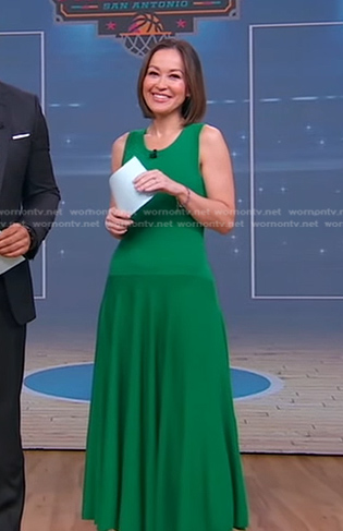 Eva's green sleeveless maxi dress on Good Morning America