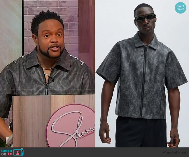 Fashion Nova Quincy Faux Leather Shirt worn by Jawn Murray on Sherri