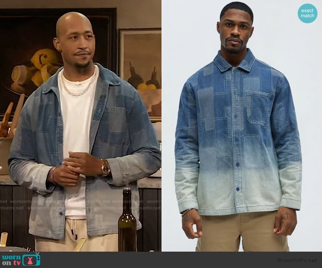 Fashion Nova Shibori Faded Long Sleeve Relaxed Shirt worn by Dakari Akorede on The Drew Barrymore Show