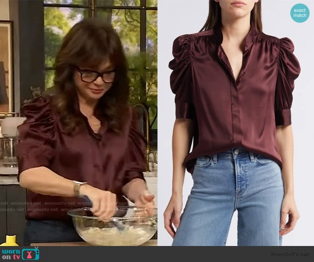 Frame Gillian Silk Button-Up Shirt worn by Valerie Bertinelli on The Drew Barrymore Show