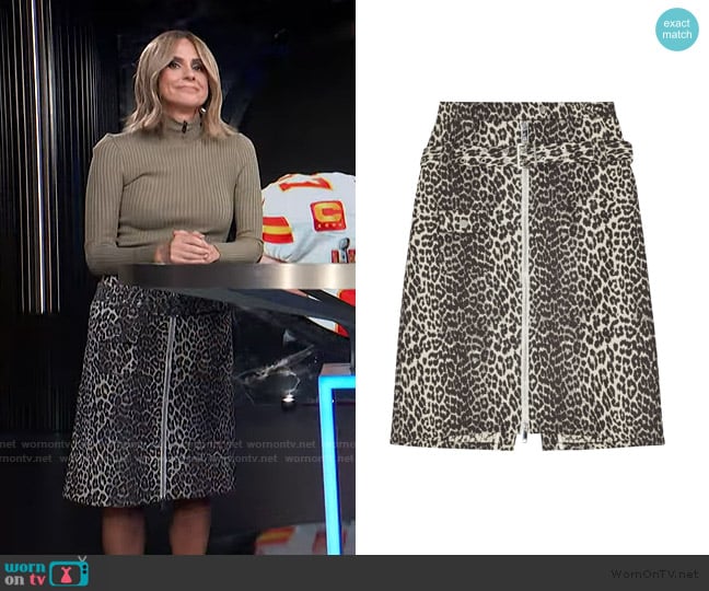 Ganni Leopard-print skirt worn by Keltie Knight on E! News