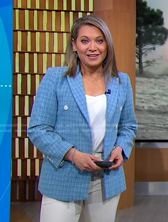 Ginger's blue plaid blazer on Good Morning America