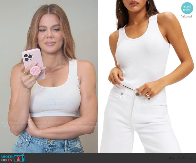 Khloe’s white crop top on The Kardashians