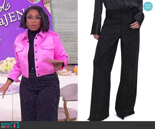 Jennifer’s black rhinestone embellished jeans on The Jennifer Hudson Show