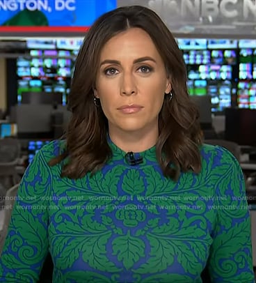 Hallie's blue and green leaf print dress on Today