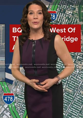 Heather's black and purple colorblock dress on Good Morning America