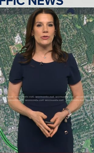 Heather's navy button detail sheath dress on Good Morning America