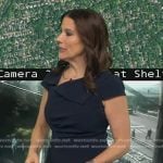 Heather’s navy folded neck dress on Good Morning America