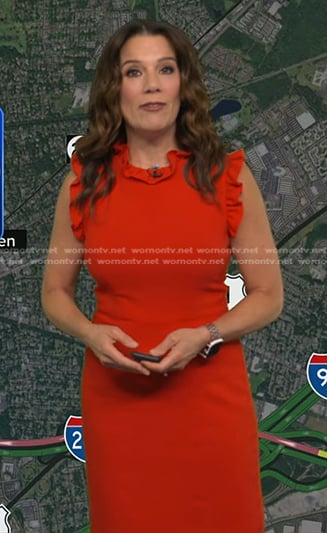 Heather's red ruffle trim dress on Good Morning America
