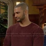 Holden’s red waffle texture sweater on The Young and the Restless