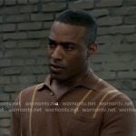 Isaiah’s brown striped polo sweater on General Hospital