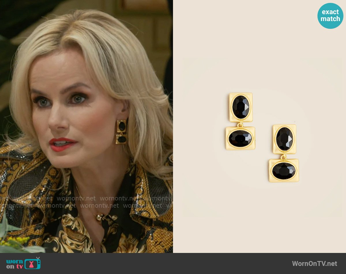 J. Crew Crystal-embellished drop earrings worn by Vanessa McBride (Lauren Buglioli) on Beyond the Gates