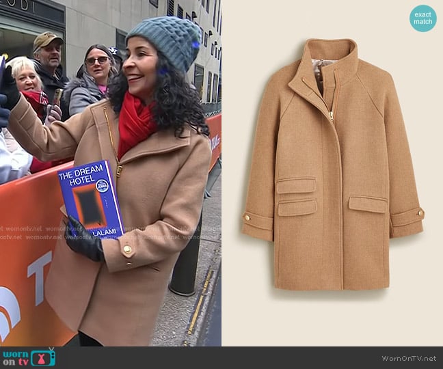 J. Crew Toscana Coat in Italian stadium-cloth wool blend worn by Laila Lalami on Today