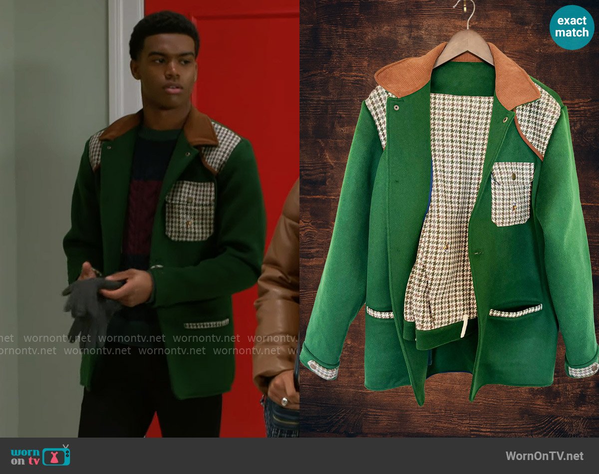 James King Heritage Wool Chore Jacket in Green worn by Tyrell Richardson (Jaden Lucas Miller) on Beyond the Gates