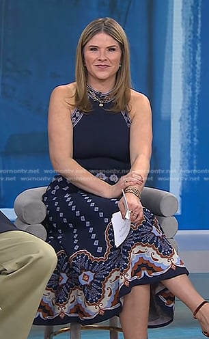 Jenna's navy print midi dress on Today