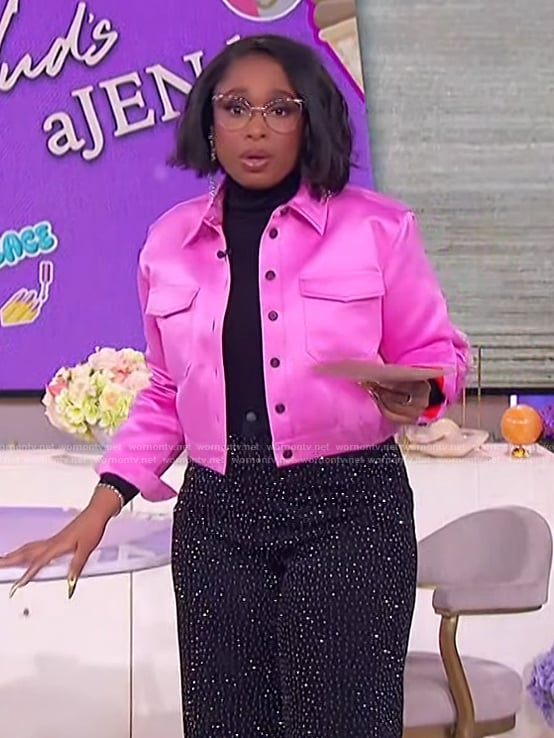 Jennifer's black rhinestone embellished jeans on The Jennifer Hudson Show