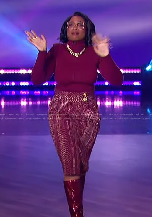 Jennifer's red ruffled skirt on The Jennifer Hudson Show