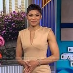 Jericka's beige v-neck dress on CBS Evening News