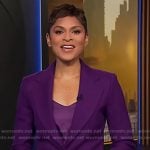 Jericka’s purple blazer and pant suit on CBS Evening News