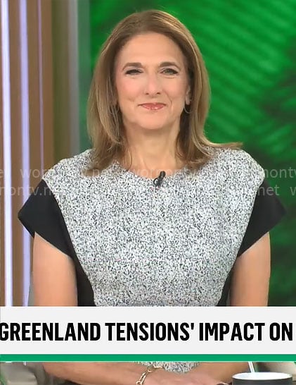 Jill Schlesinger's speckled panel dress on CBS Mornings