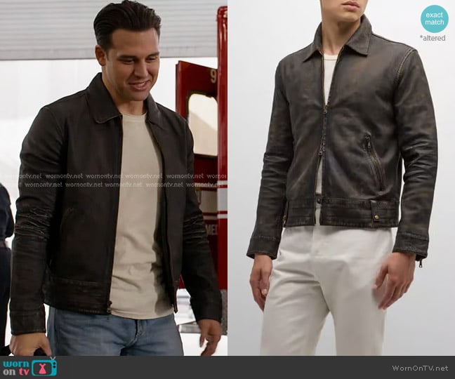 John Varvatos Sorcha Heritage Sheepskin Blouson Jacket worn by Eddie Diaz (Ryan Guzman) on 9-1-1