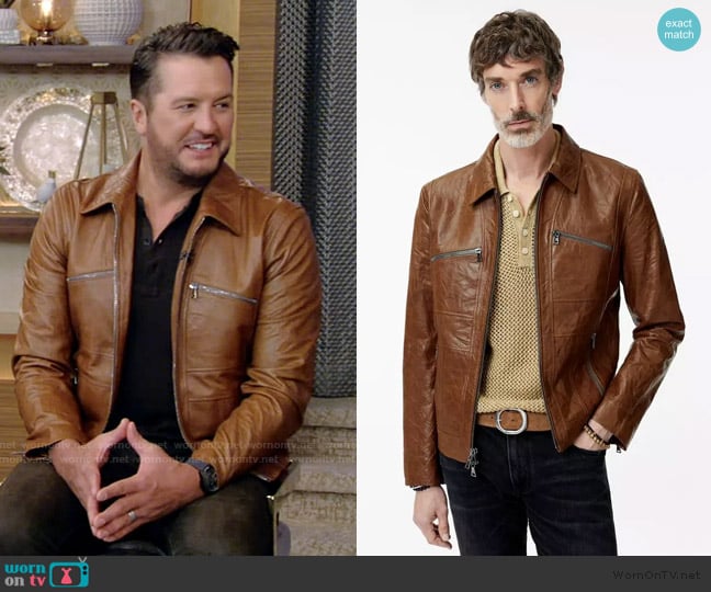 Luke’s brown leather jacket on Live with Kelly