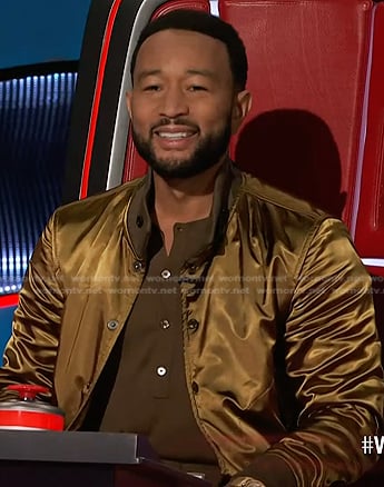 John’s yellow satin bomber jacket on The Voice