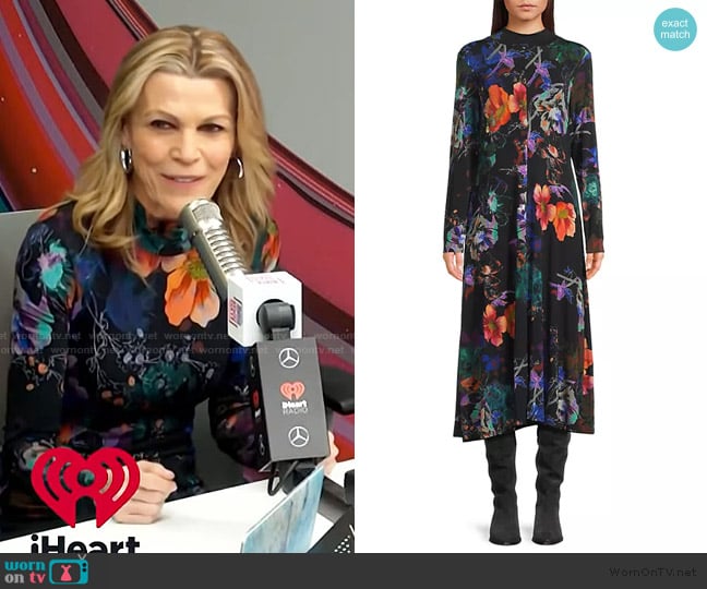 Johnny Was The Janie Mock Neck Dress in Midnight Scarf Print worn by Vanna White on E! News