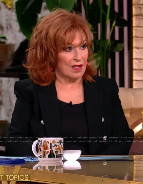 Joy black double breasted blazer on The View