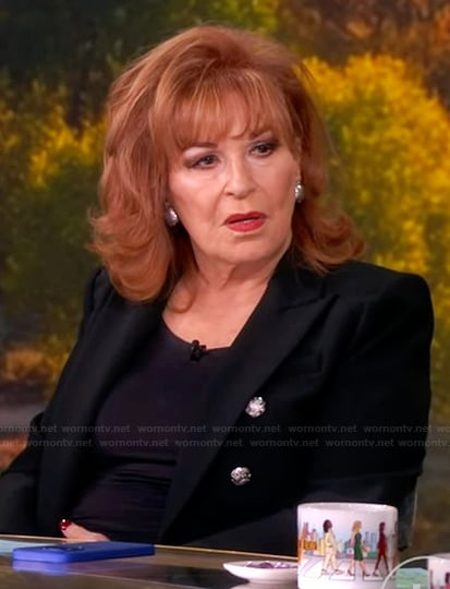 Joy black double breasted blazer on The View