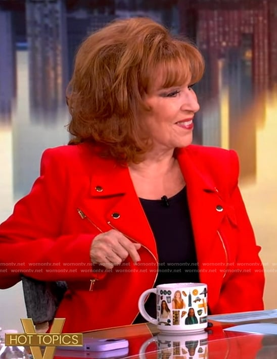 Joy's red moto jacket on The View