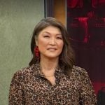 Juju's leopard print short sleeve blouse on Good Morning America