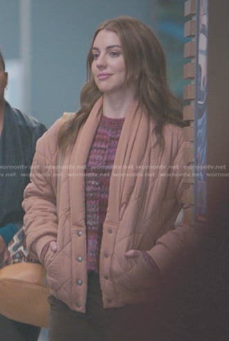 Jules’ pink quilted jacket on Greys Anatomy