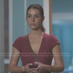 Jules’ red v-neck button front dress on Greys Anatomy