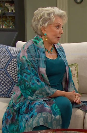 Julie's mixed floral print kimono jacket on Days of our Lives