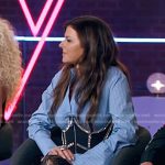 Karen Fairchild’s rhinestone embellished corset and lave leggings on The Voice