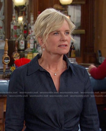 Kayla's twist front denim dress on Days of our Lives