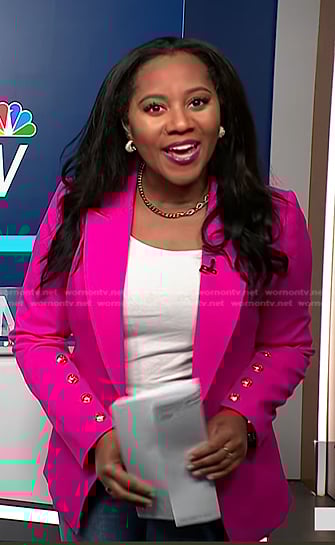 Kay's pink button sleeve blazer on NBC News Daily