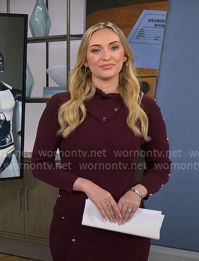 Kelly O'Grady's purple knit dress with buttons on CBS Mornings