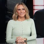 Keltie’s green embellished cardigan and skirt on E! News