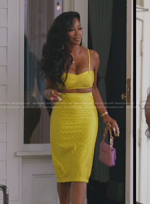 Kenya's yellow top and skirt set on The Real Housewives of Atlanta