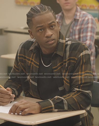 Khalil black plaid shirt on All American