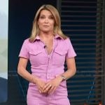 Kit's pink denim jumpsuit on Access Hollywood