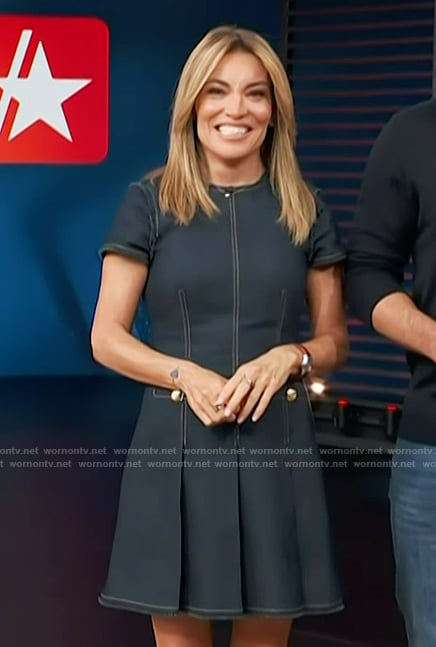 Kit's denim pleated mini dress on Access Hollywood