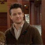 Kyle’s olive green cable-knit cardigan on The Young and the Restless