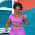 Lacee Green’s pink cropped top and leggings on Today