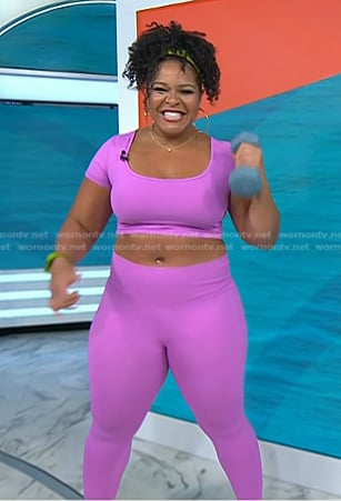 Lacee Green’s pink cropped top and leggings on Today