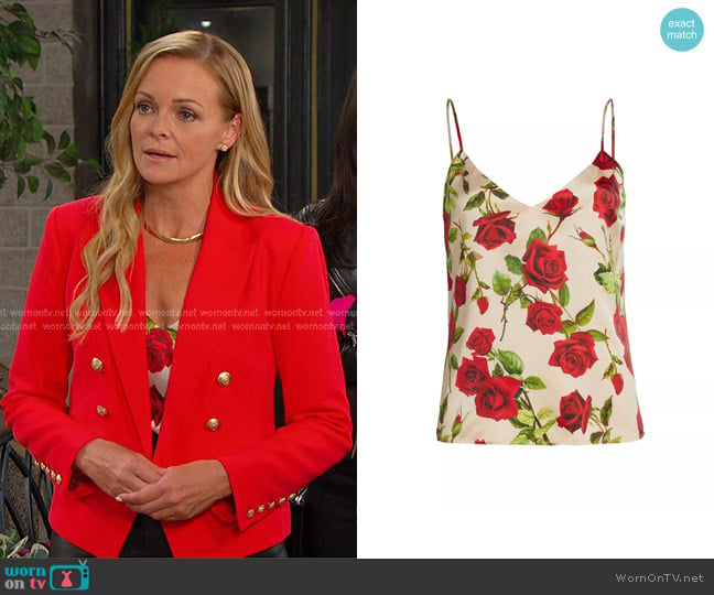 L'Agence Jane Rose Printed Silk Camisole worn by Belle Brady (Martha Madison) on Days of our Lives